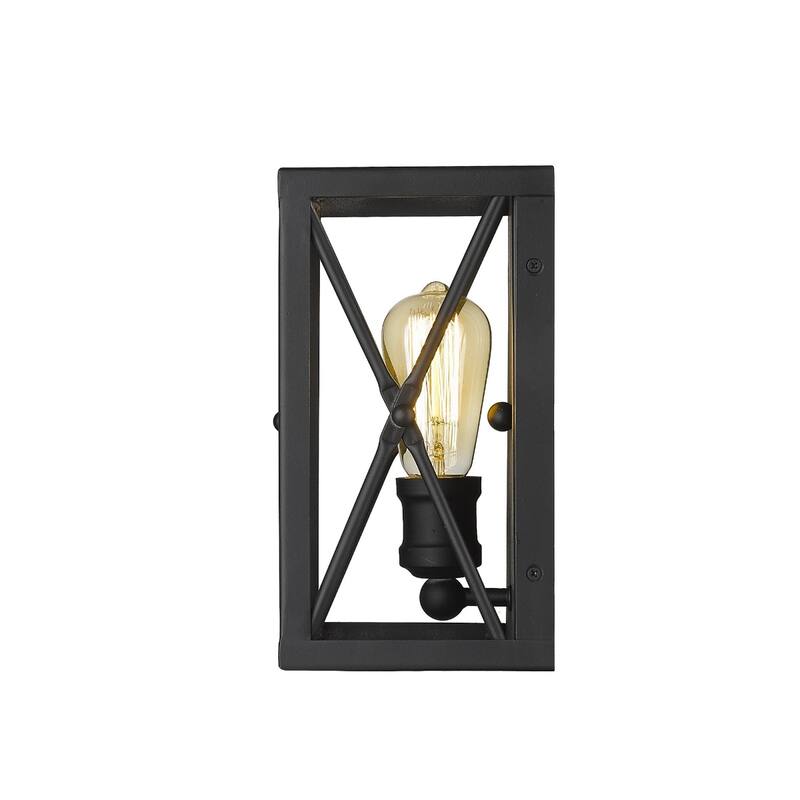 Steel Geometric Wall Sconce with Open Frame Dimmable, Hardwired - 4.5” x 5.5” x 10” (D x W x H)