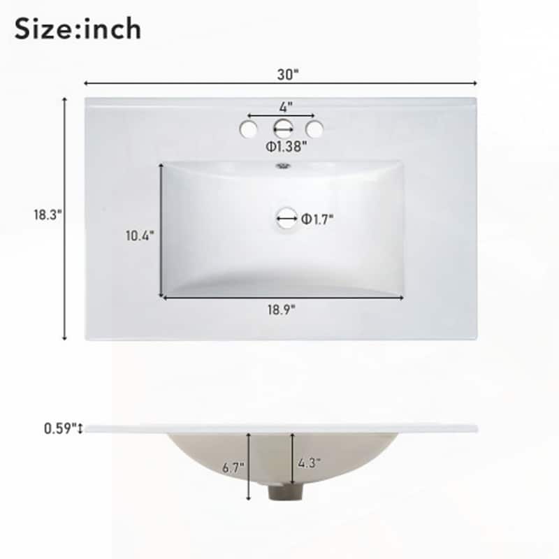 bathroom vanity with ceramic sink