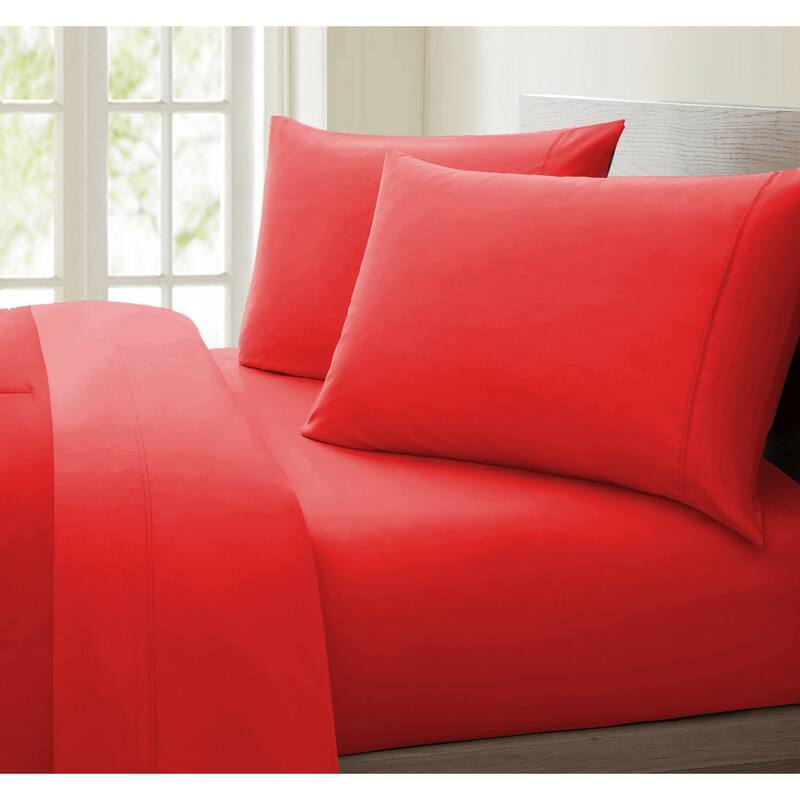 Allessia 3-Piece Wrinkle Free Super Soft Sheet Set, Twin - Red