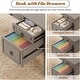 preview thumbnail 154 of 156, Farmhouse Executive L Shaped Desk Home Office Desk with Drawers and Storage Cabinet & Power Outlet