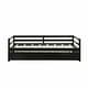 preview thumbnail 10 of 29, Black Metal Twin Size Trundle Platform Bed Frame with Wooden Slat Support and Space-Saving Design
