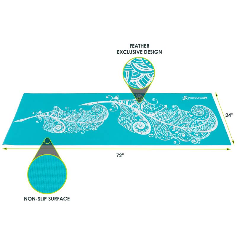 ProsourceFit Printed Yoga Mat, 3/16-in (5mm) - Green