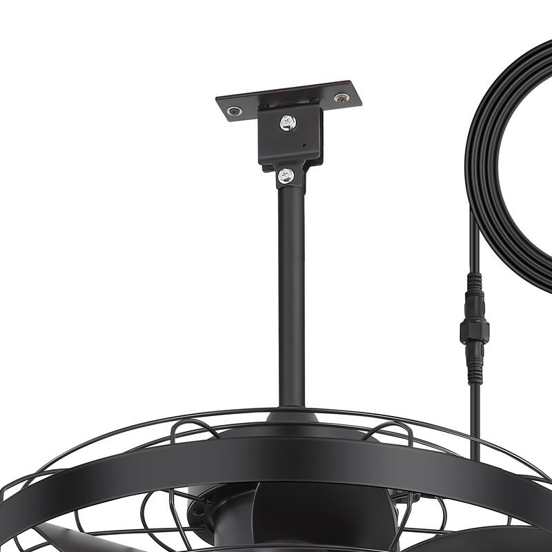 18.9-inch Flush Mount Caged Ceiling Fan with Light and Remote (7-Blade)