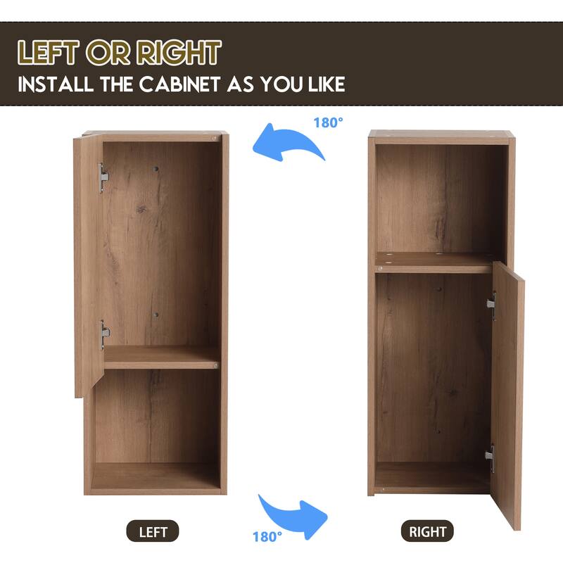 Modern Bathroom Side Cabinet with Soft-Close Door Hinges & Reversible Door, Floating Wall-Mounted Storage Cabinet