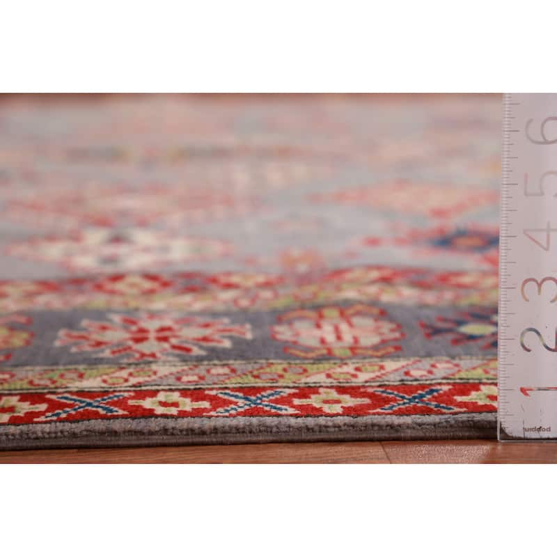 Hand Knotted Oriental 100% Wool Carpet Traditional All-Over Greys & Charcoal Kazak Area Rug - 9' 6'' X 8' 3''