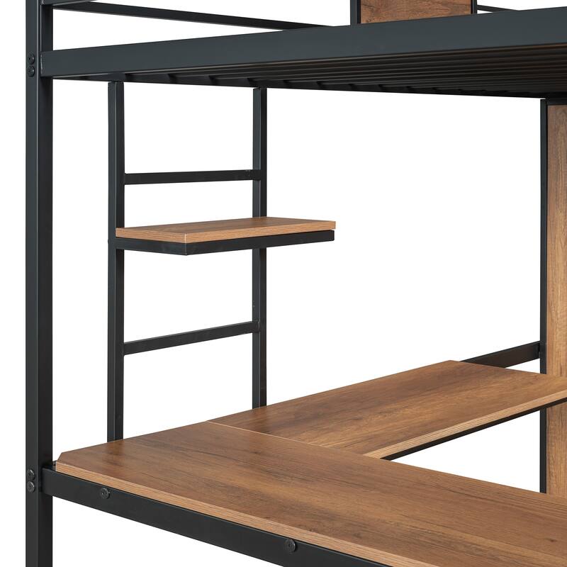 Loft bed with L-shape Desk and Wardrobe