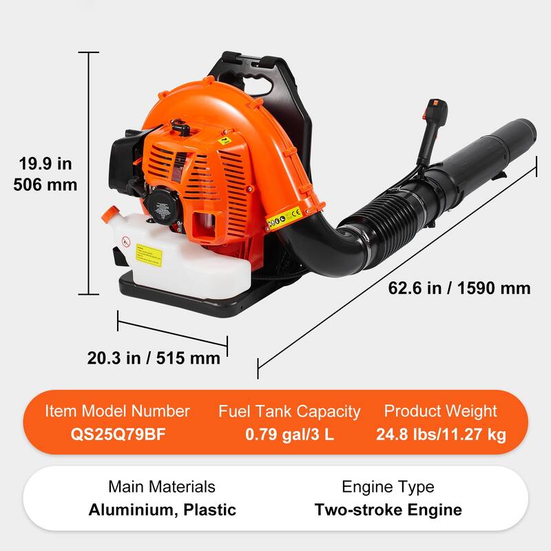 Backpack Leaf Blower, Gas Leaf Blower, Ideal for Lawn Care, Leaf Cleaning, and Snow Removal