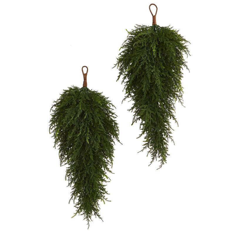 Artificial Teardrop Decor - Antique Ambiance, Set of 2 - 26 Inch Faux Plants for Home Decor - Green