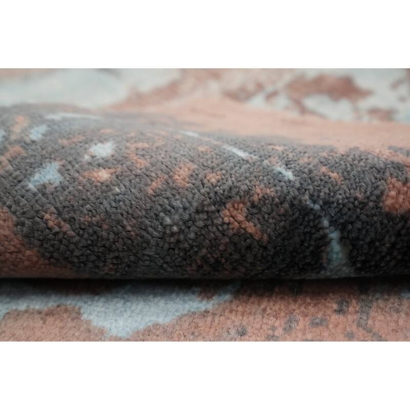 Hand Knotted Oriental Viscose Silk Carpet Modern Abstract Multi-Colored Abstract Area Rug - 4' 0'' X 2' 0''