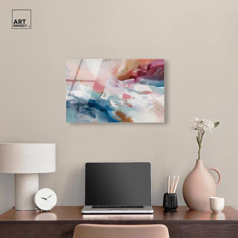 Rosy and Ocean Hues I Acrylic by Art Remedy, Ready to Hang