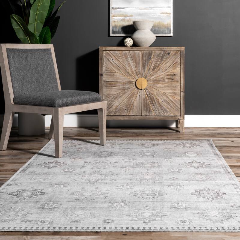 Nuloom Krystin SpinClean Distressed Machine Washable Area Rug
