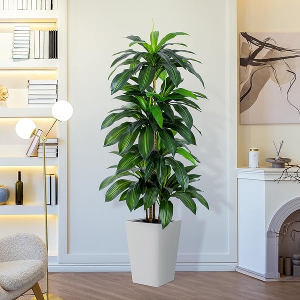 Artificial Dracaena Tree with White Tall Planter, 5ft Tall Potted Artificial  Dracaena Silk Plant, Fake Yucca Tree Plant - Bed Bath & Beyond - 40579749