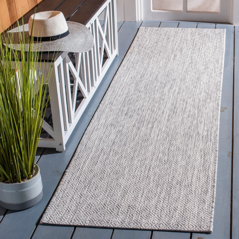 SAFAVIEH Courtyard Lumturie Indoor/Outdoor Waterproof Patio Rug - 2'3" x 8' Runner - Grey/Grey