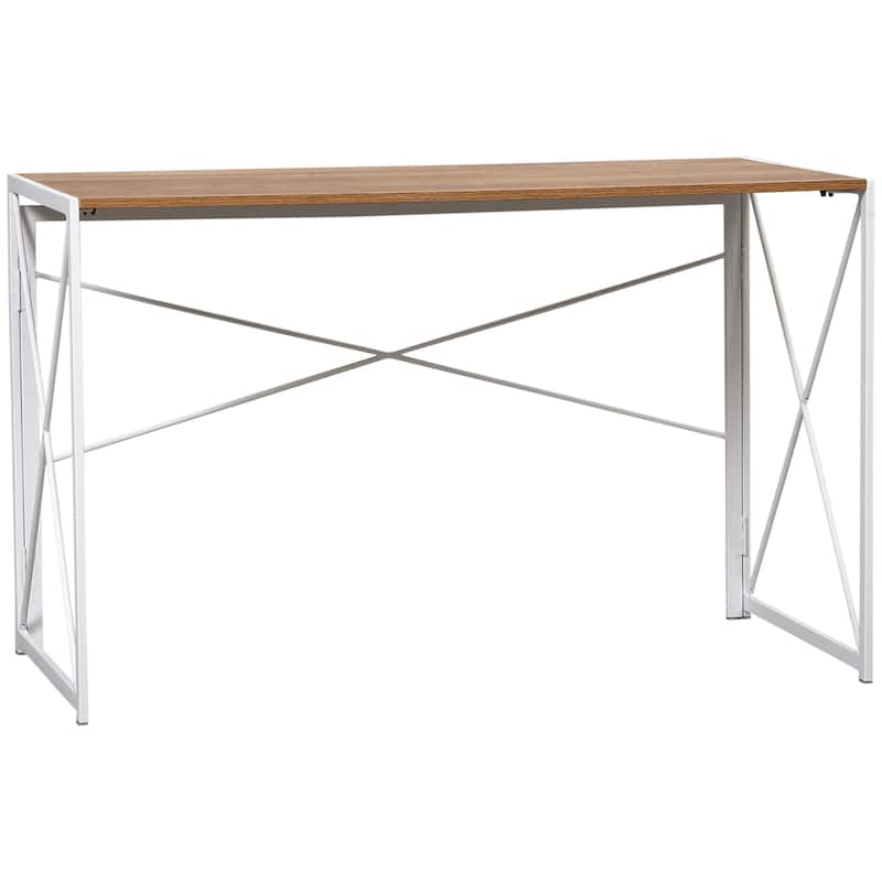 HOMCOM Folding Computer Desk, 47.25"W Home Office Writing Desk with Metal Frame