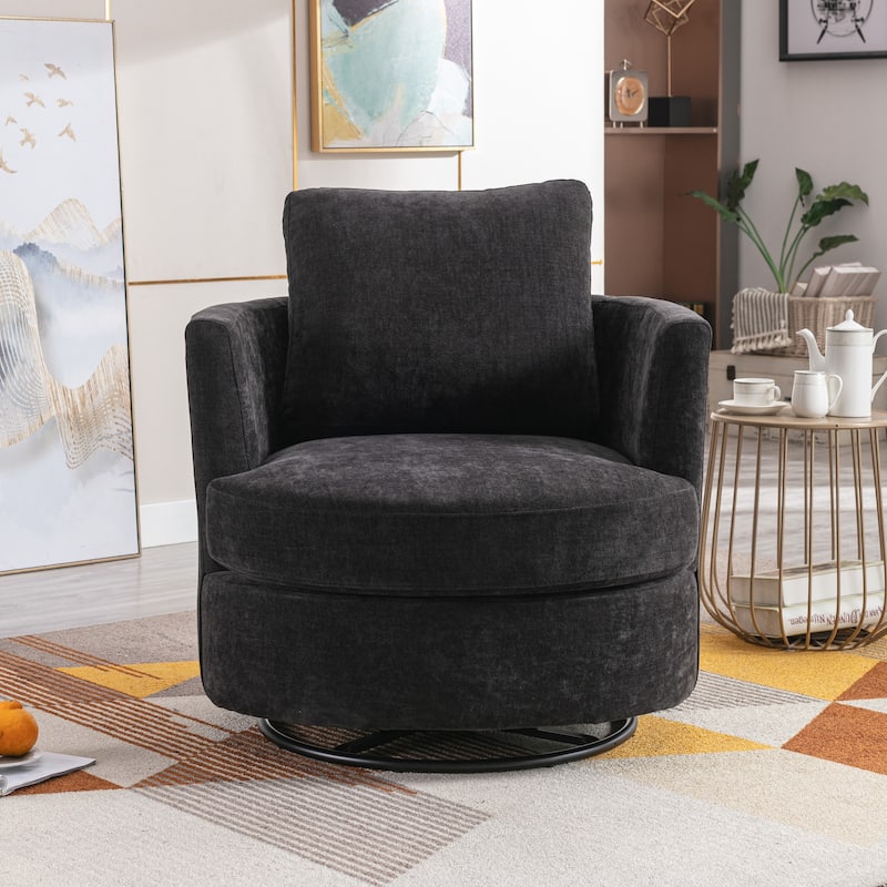 Modern Upholstered Swivel Barrel Chair for Living Room