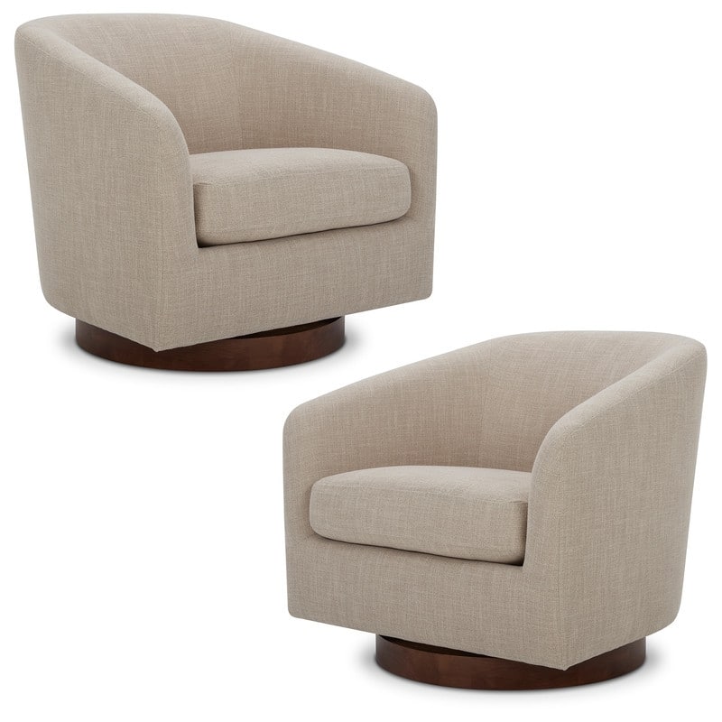 Spruce & Spring Liam Swivel Accent Chair - Set of 2 - Flax Beige-Fabric