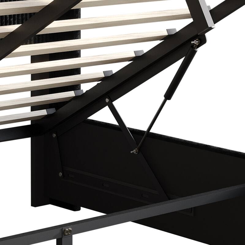 CraftPorch Luxury Wingback Platform Lift Up Storage Bed