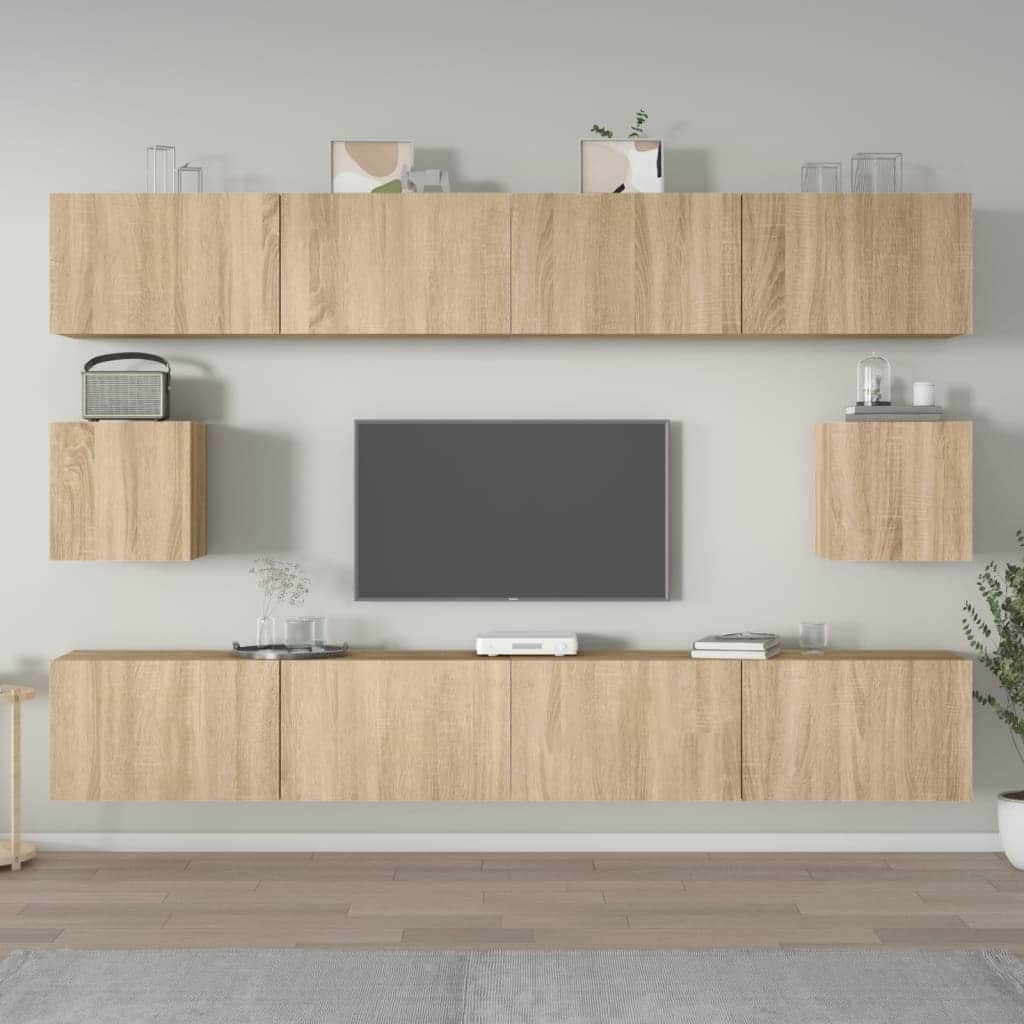 vidaXL TV Cabinet Set Set of 6 Sonoma Oak Engineered Wood Multiple Sizes - 11.8 x 39.4 x 11.8 in