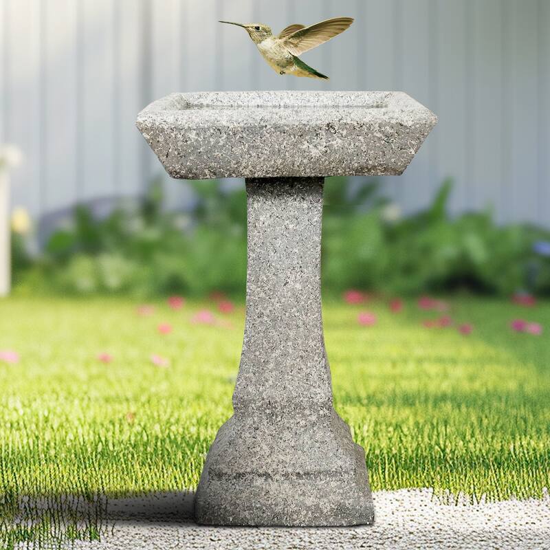 22.8" H Outdoor Concrete Bird Bath - Perfect for Adding Interest to Garden, Patio, Backyard, Porch and Deck
