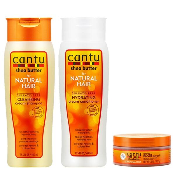 Cantu Natural Hair Cleansing Cream Shampoo Hydrating Conditioner 13 5oz Edge Stay Gel 4 5oz Clear Overstock 31872086