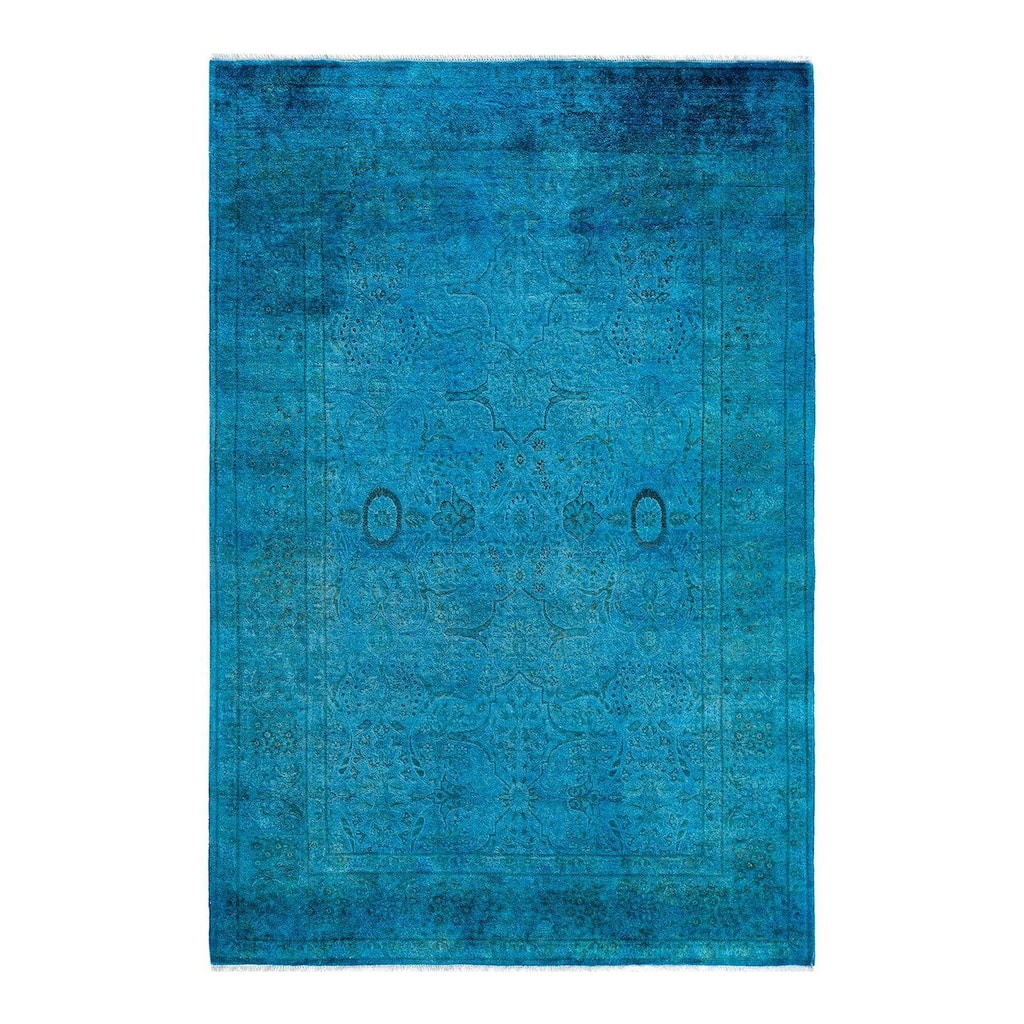 Fine Vibrance One-of-a-Kind Hand-Knotted Area Rug - Blue, 4' 3" x 6' 3" - 4' 3" x 6' 3"
