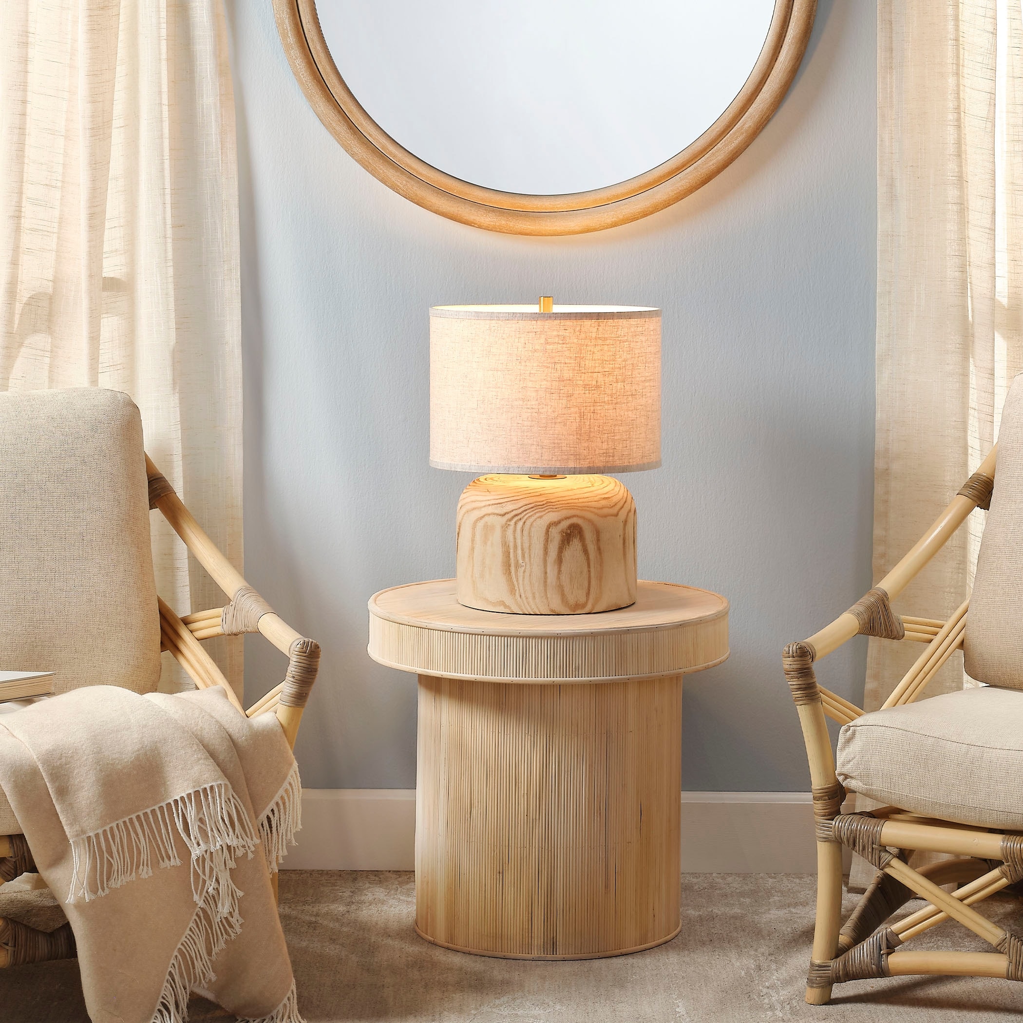 Alden Decor Woodland Table Lamp with Linen Shade