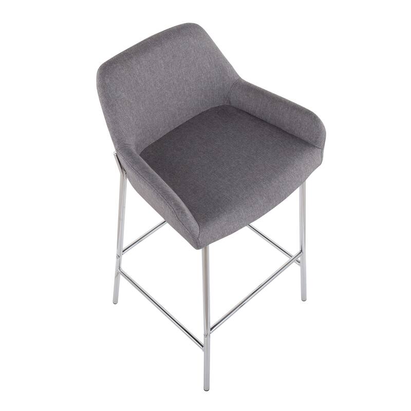 Silver Orchid Galotti Chrome Fixed-Height Upholstered Bar Stool - Set of 2