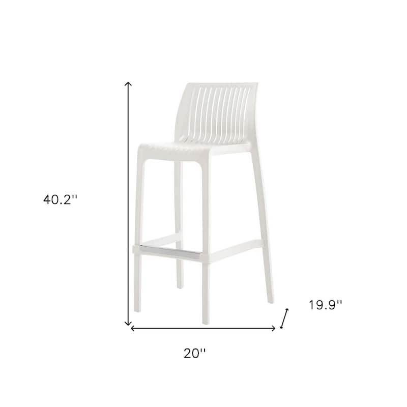 HomeRoots Set of Four 30" White Heavy Duty Plastic Low Back Outdoor Bar Height Chairs
