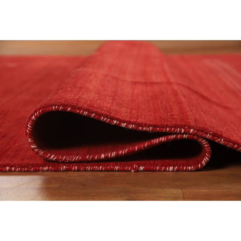 Hand Knotted Oriental 100% Wool Carpet Tribal Tribal Red Gabbeh Area Rug - 9' 7'' X 6' 7''