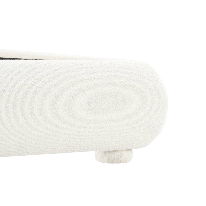 Boucle Bed Frame, Upholstered Cloud Platform Bed with Headboard, Anti-Collision Soft Rounded Corners, No Box Spring Required