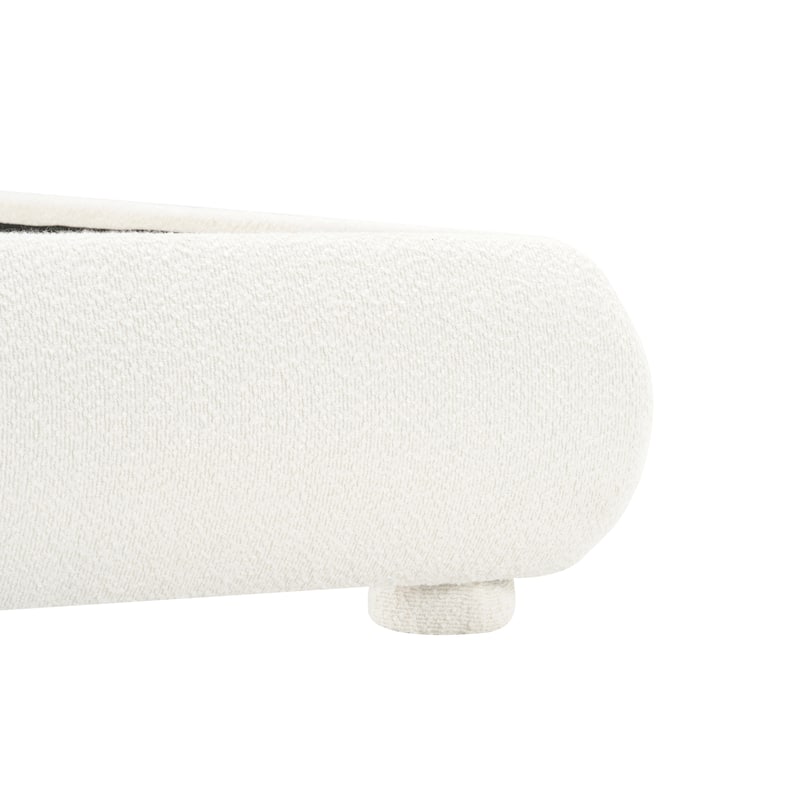 Christopher Knight Home - Dreamy Simple Modern Cream Boucle Upholstered King Bed with Curved Headboard