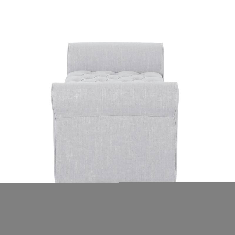 Roomfitters Upholstered Storage Bench with Tufted Design and Wooden Legs, Multi-functional End of Bed Bench