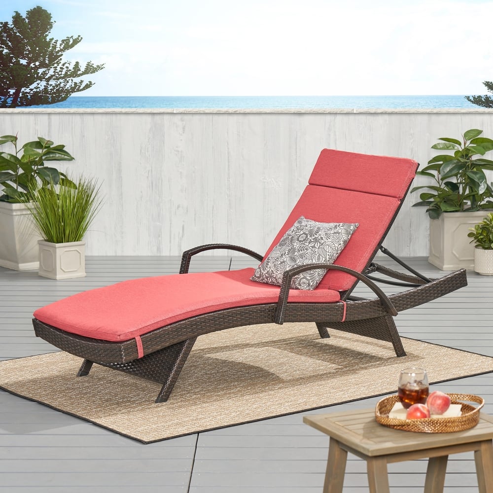 Toscana Outdoor Wicker Armed Cushioned Chaise Lounge by Christopher Knight Home