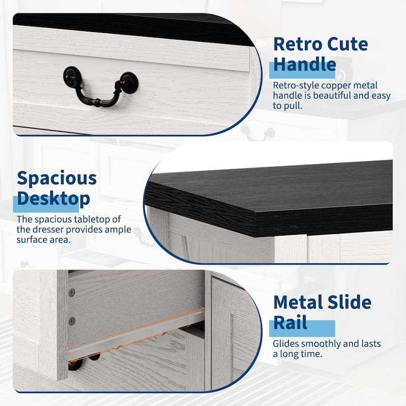 9 Farmhouse Dresser, with Charging Station & Metal Handle
