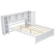preview thumbnail 28 of 28, Full Size Platform Bed with Storage Headboard, 3 Shelves, 2 Side Lockers, Solid Pine Wood Frame, No Box Spring Required, Grey