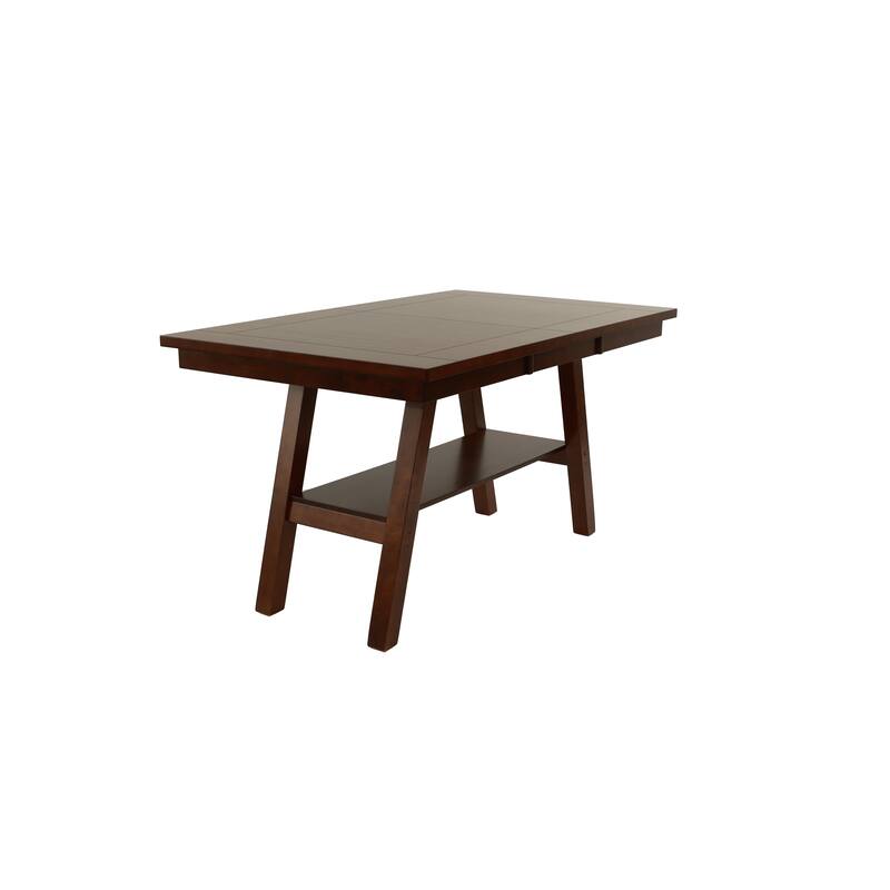 Dining Table Rectangle Dining Table w Shelve 1pc Counter Height Table Only Rubber wood Dark Walnut Finish Dining Room Fu