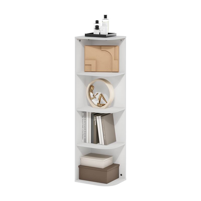 Furinno Pasir 4-Tier Corner Open Shelf Bookcase