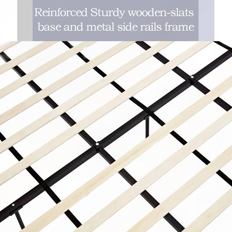 Elegant Upholstered Bed with Wingbacks and No Box Spring for Relaxing