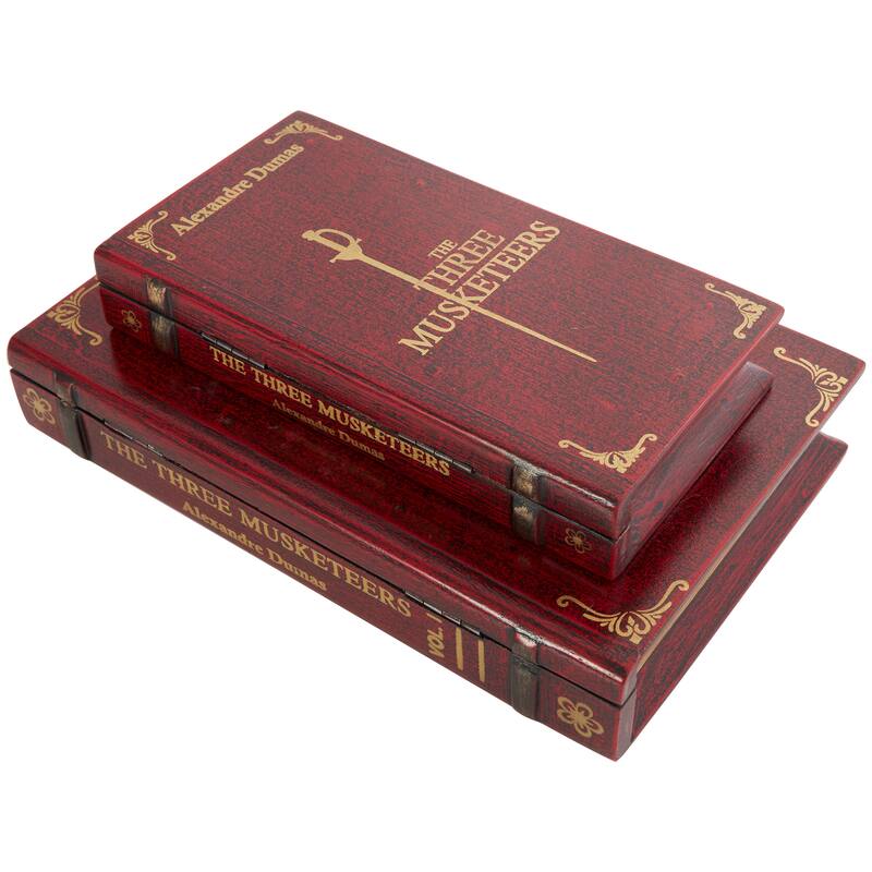 Blue, Green, Brown or Red Wooden Storage Faux Book Box (Set of 2)