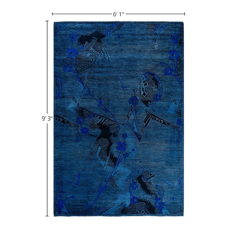 Overdyed, One-of-a-Kind Hand-Knotted Area Rug - Blue - 6' 1" x 9' 3"