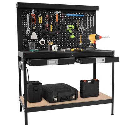 48" Workbench, Metal Steel Tool Storage Work Table for Workshop, Home, Office - N/A