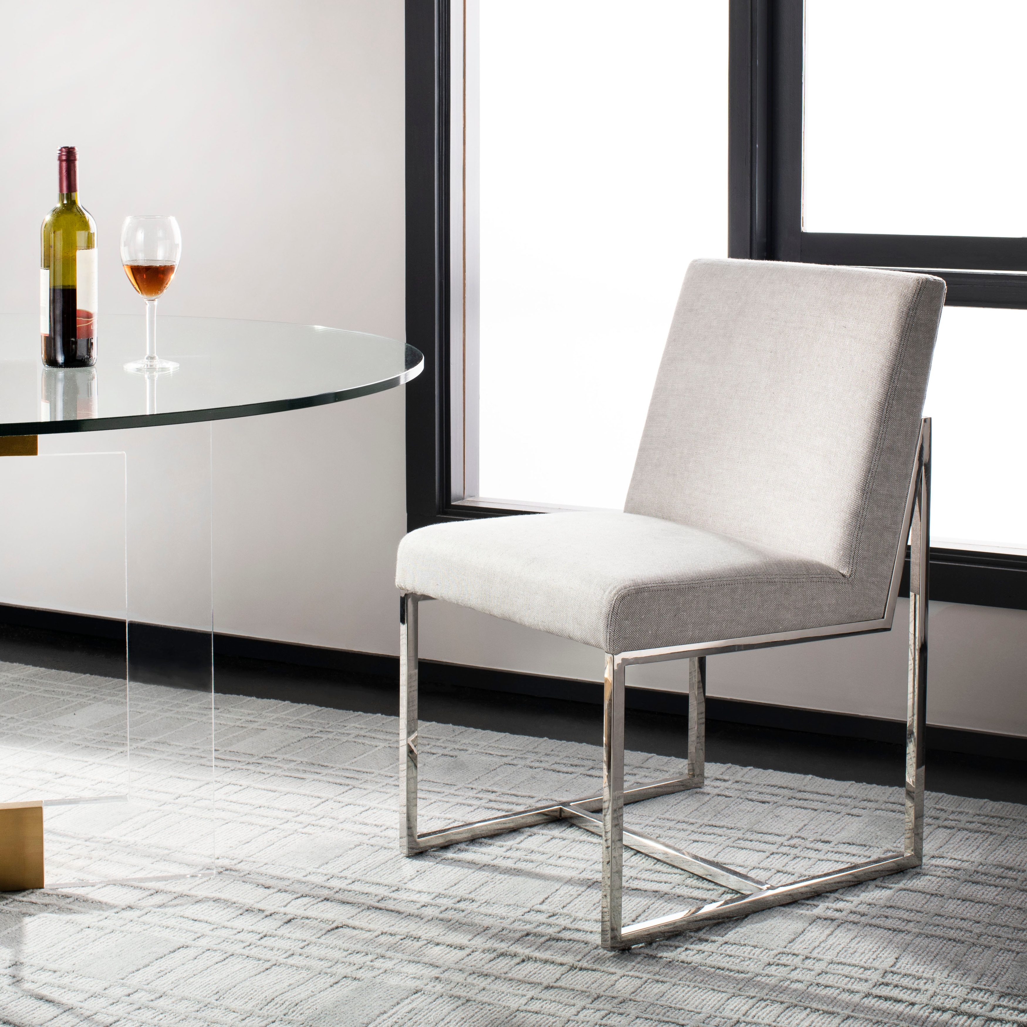 Brushed chrome new arrivals dining chairs