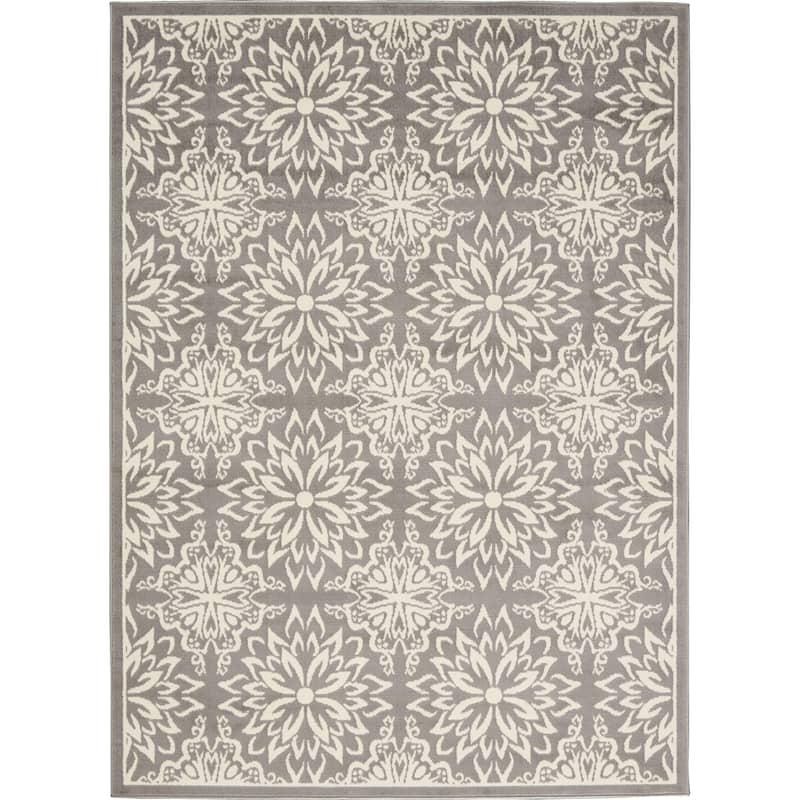 Nourison Jane Floral Medallion Indoor only Area Rug - 5' 3" x 7' 3" - Ivory/Grey