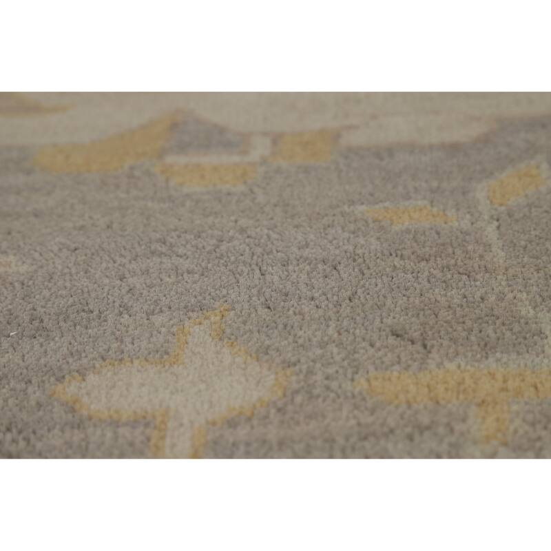 Gray Oushak Large Rug Transitional Handmade Wool Carpet - 12'0" x 15'1"