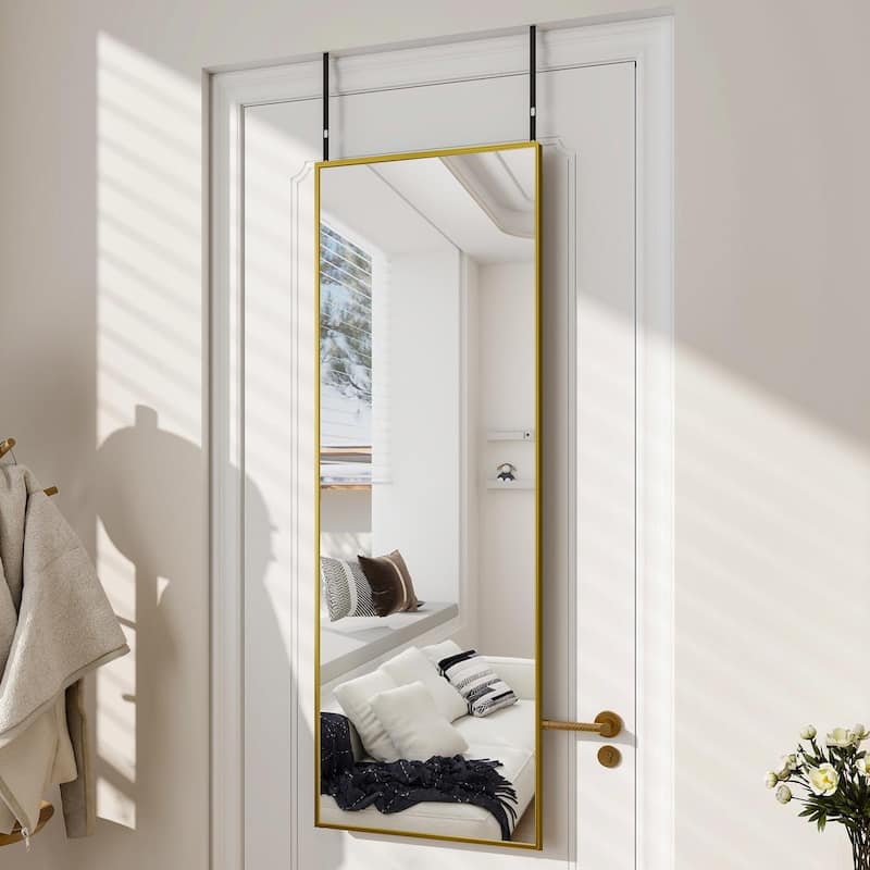 Large Standing Full Length Mirror Wall Decor for Hanging - 50''x16''Without Stand - Gold