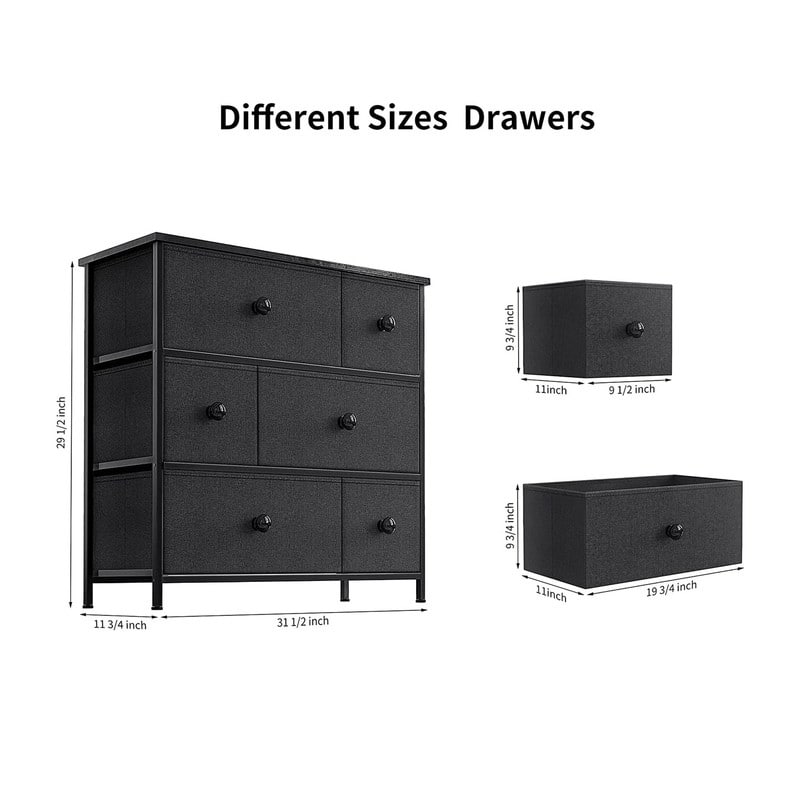 6 Drawer Steel Frame Wooden Top Minimalist Closet Storage