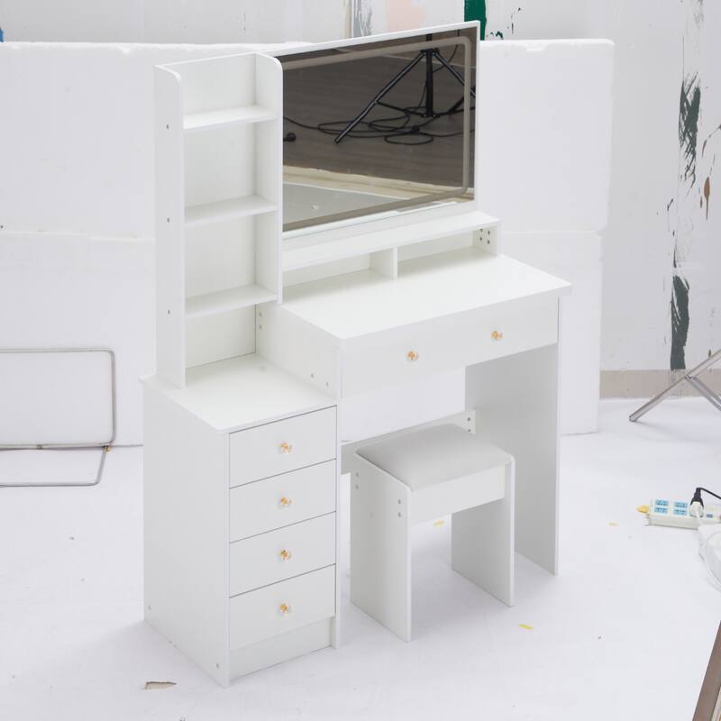 Vanity Table with 3-color Switch LED Mirror