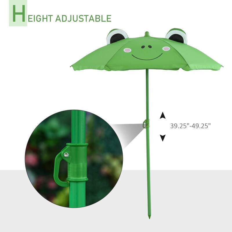 Outsunny Kids Folding Picnic Table and Chair Set Frog Pattern - 19.75" L x 19.75" W x 18" H