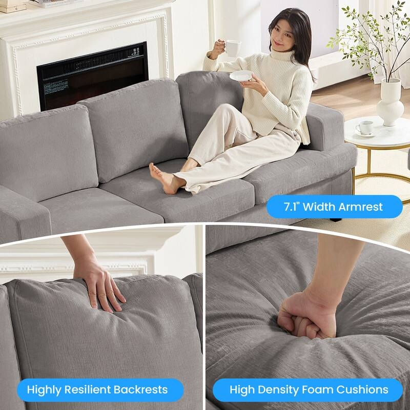 Mixoy W82" Chenille Straight Sectional Sofa,Cloud Sleeper Comfy Upholstered 3-Seater Sofa Couch