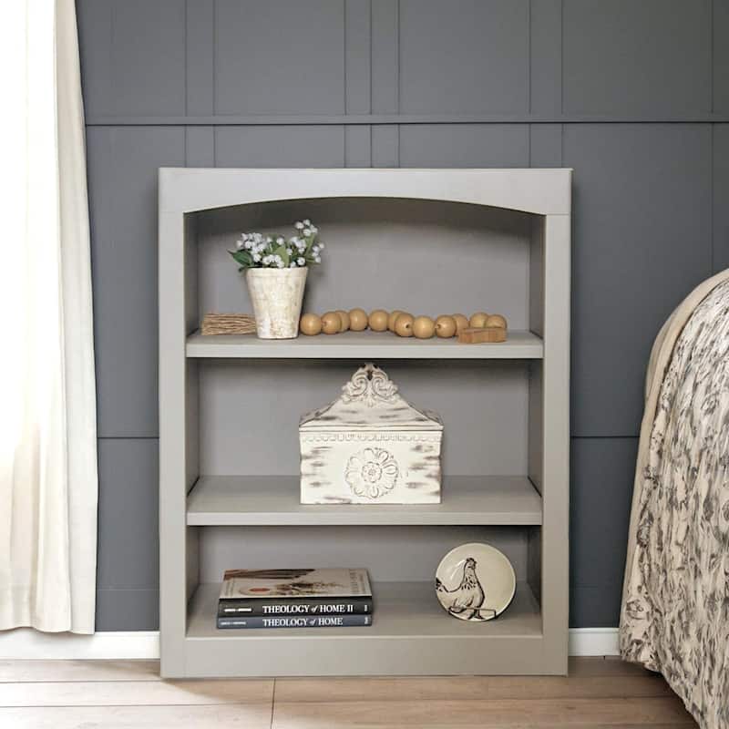 Arch+Haven Unfinished Solid Pine Bookcase - 24x30 Storm Gray